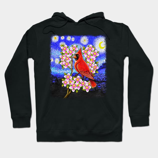 Red Cardinal dogwood flower North Carolina Virginia Hoodie by Artardishop